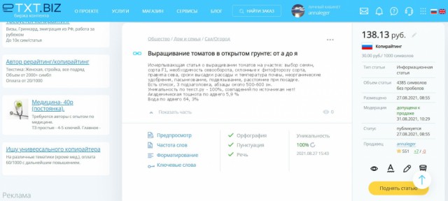 Обзор на биржу копирайтинга etxt.biz